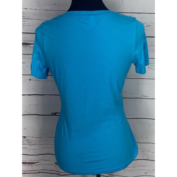 Bella Canvas‎ Teal Blue V Neck Not Today Heifer Short Sleeve Fitted Medium Tee - Picture 4 of 8